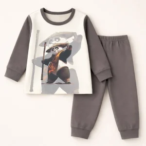 Kids Soft Cotton Pajama Set Panda Grey
