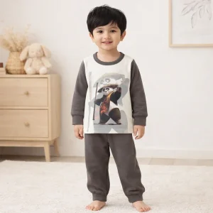 Alternative view of Kids Soft Cotton Pajama Set Panda Grey